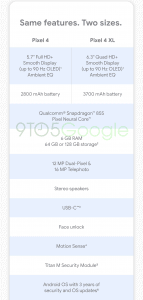 Google Pixel Specs